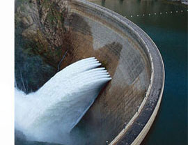 Dam shows water seeking equilibrium